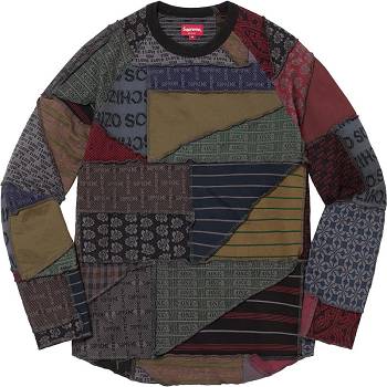 Black / Multicolor Supreme Patchwork Jacquard L/S Top Sweaters | IN266ZG