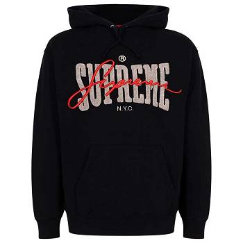 Black Supreme Embroide Chenilles Hoodie | IN108KI