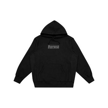 Black Supreme Kaws Chalk Logo Hoodie | IN113VD