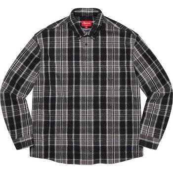 Black Supreme Pullover Plaid Flannel Shirts | IN212KI