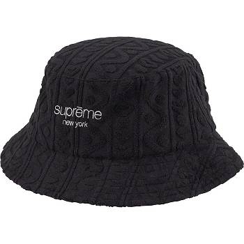 Black Supreme Terry Pattern Crusher Hats | IN450CE