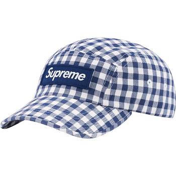 Blue Supreme Gingham Camp Cap Hats | IN476CE