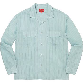 Blue Supreme Pinstripe Linen Shirts | IN218BC