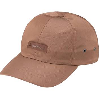 Brown Supreme Leather Patch 6-Panel Hats | IN469GL