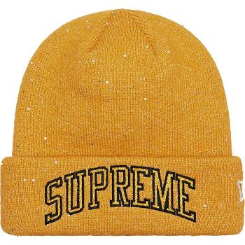Gold Supreme New Era® Metallic Arc Beanie Hats | IN444HK