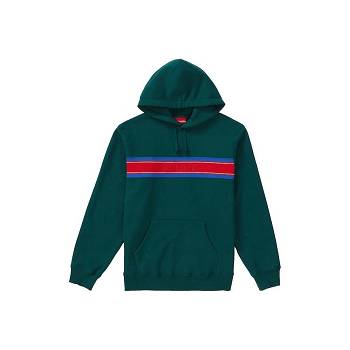 Green Supreme Chest Stripe Logo Hooded Sweatshirts | IN321VD