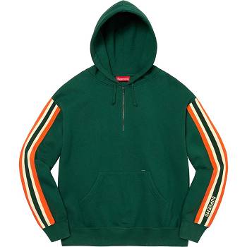 Green Supreme Half Zip Hooded Sweatshirts | IN300WY