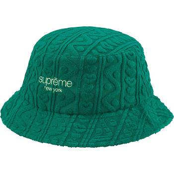Green Supreme Terry Pattern Crusher Hats | IN449XF