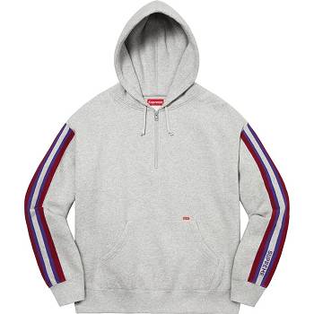 Grey Supreme Half Zip Hooded Sweatshirts | IN299QZ