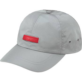 Grey Supreme Leather Patch 6-Panel Hats | IN472KI