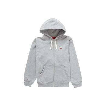 Grey Supreme Small Box Drawcord Zip Up Hooded Sweatshirts | IN332IS