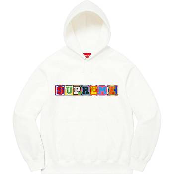 White Supreme Beaded Hooded Sweatshirts | IN319XF