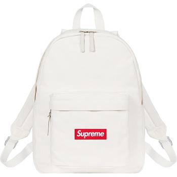 White Supreme Canvas Backpack Bags | IN426BC