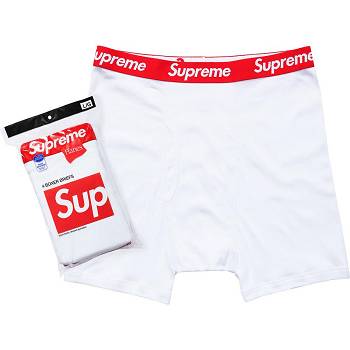 White Supreme Hanes® Boxer Briefs (4 Pack) Underwear | IN490PQ