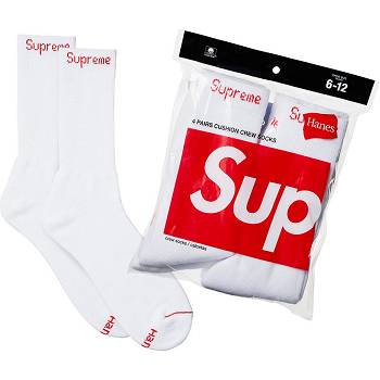 White Supreme Hanes® Crew Socks (4 Pack) Socks | IN487UT