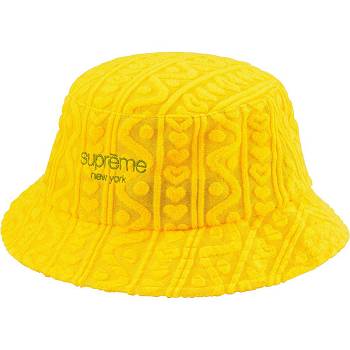 Yellow Supreme Terry Pattern Crusher Hats | IN452BC